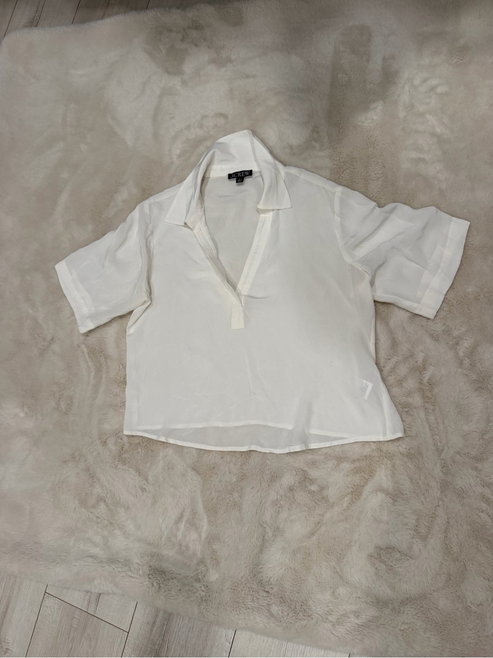 J. Crew Women's White Short-Sleeve Collared Blouse